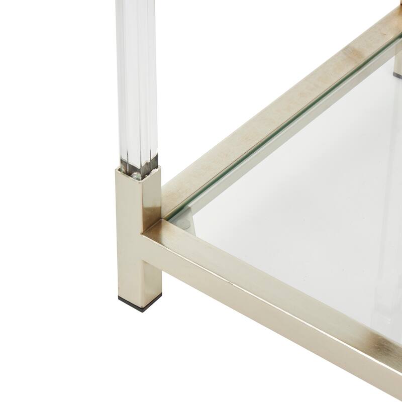 Clear Acrylic Plastic Cube Shaped Shelving Unit with Silver Frame Supports