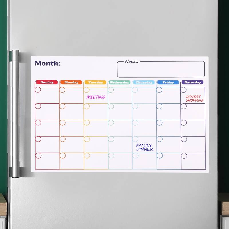 16.9" x 11.8" Magnetic Calendar, Erasable Dry Erase Calendar - White