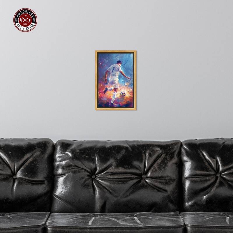 Notoriart Bold And Colorful Soccer Player Ii Framed Soccer 1 Piece Canvas Wall Art