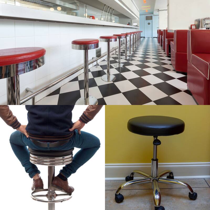 2Pcs Round Bar Stool Seat Covers Black & White Chair Covers with Elastic Band - Black/White
