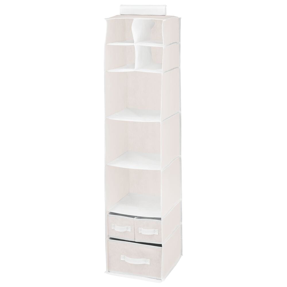 mDesign Over Closet Rod Storage Organizer 7 Shelves/3 Drawers - 11.75 X 11.75