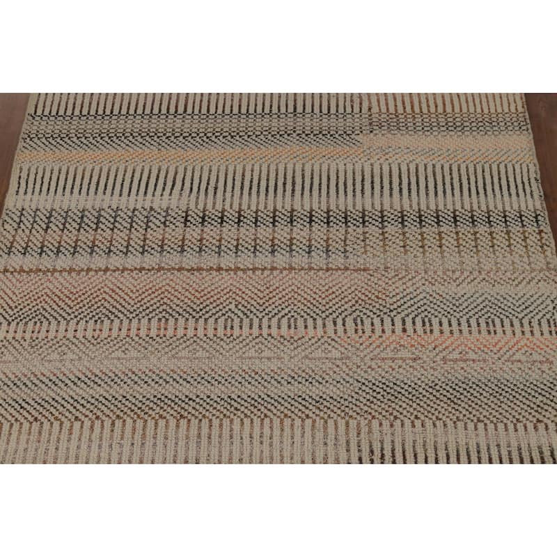 All-Over Geometric Moroccan Oriental Area Rug Handmade Wool Carpet - 4'10" x 7'11"