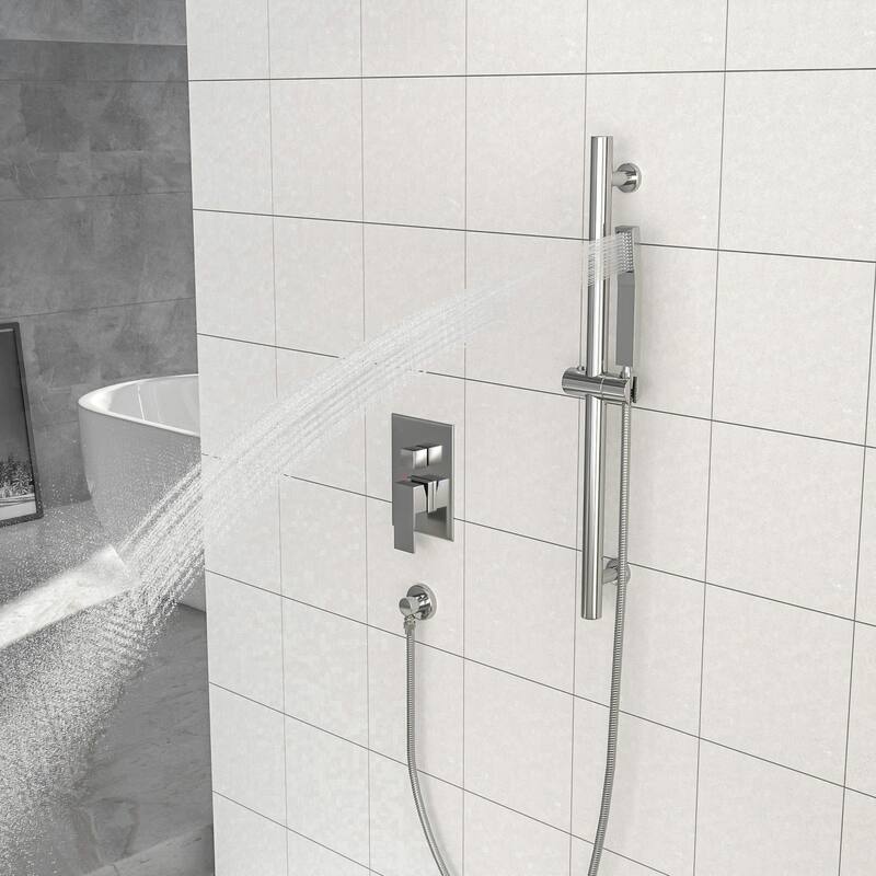 Wall Mounted Square Shower System and Handheld Showerhead Set