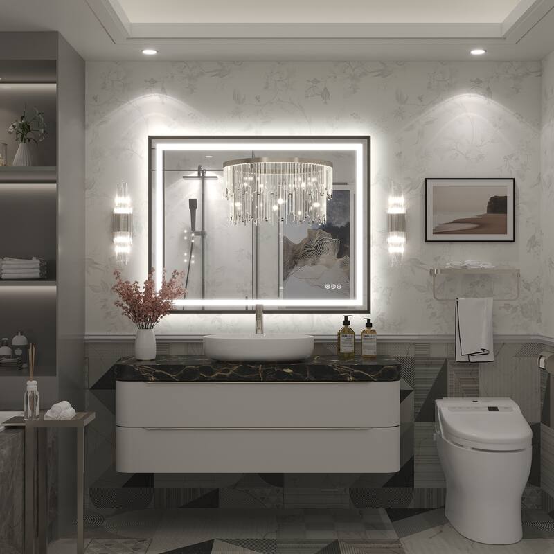 KIOTEE 24V Ultra-Bright LED Bathroom Mirror, Anti-Fog, Tempered Glass