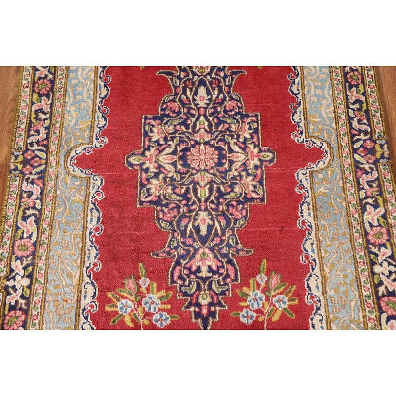 Geometric Kerman Persian Vintage Area Rug Handmade Wool Carpet - 2'10"x 4'7"