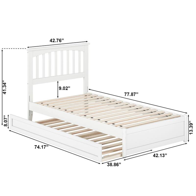 Everett Platform Bed with Panel Footboard and Twin Trundle