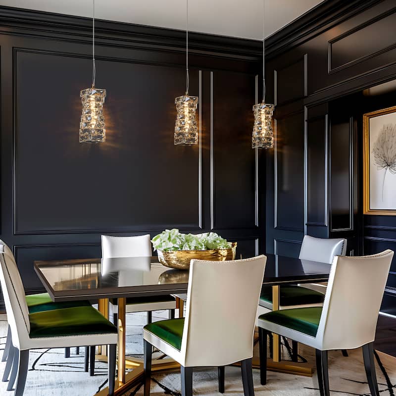 Modern Glam Crystal 1-Light Chandelier Gold LED Pendant Lights Kitchen Island Lights for Dining Room - 4.7" L x 4.7" W x 10" H
