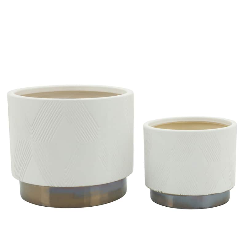 Sagebrook Home Modern Neutral Ceramic Planter Set of 2 - 8"x8"x7"