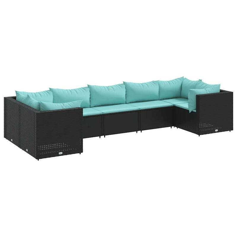 vidaXL Patio Lounge Set with Cushions Sectional Sofa Garden Backyard Poly Rattan - 24.8" x 24.8" x 22.6"