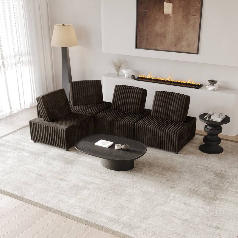 CraftPorch Luxurious Velvet Upholstered 3 Pieces Chair and Corner Seat