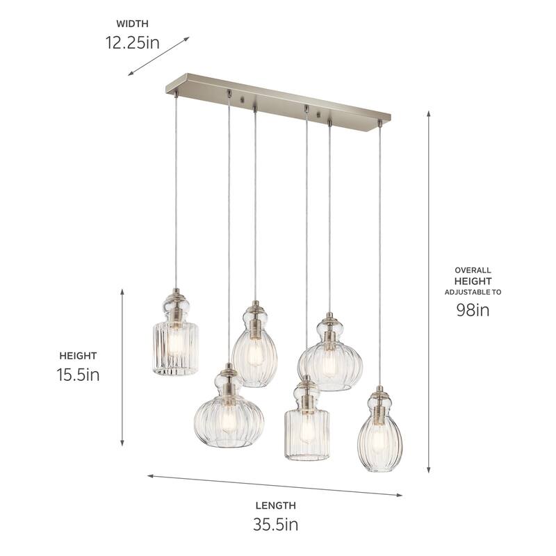 Kichler Lighting Riviera Collection 6-light Brushed Nickel Linear Chandelier