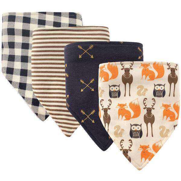 slide 1 of 1, Hudson Baby Infant Boy Cotton Bandana Bibs 4pk, Forest, One Size - Forest - One Size One Size - Forest