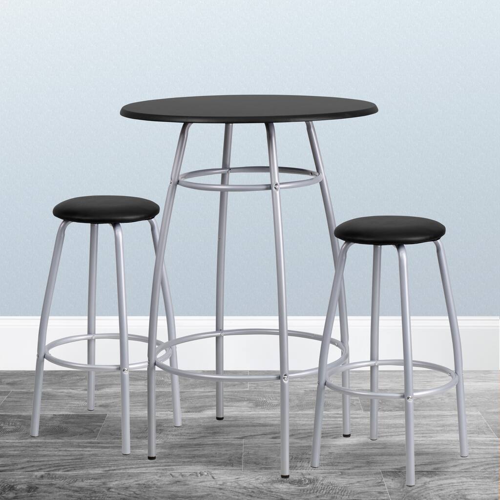 Bar Height Table Set with Backless Vinyl Upholstered Padded Stools