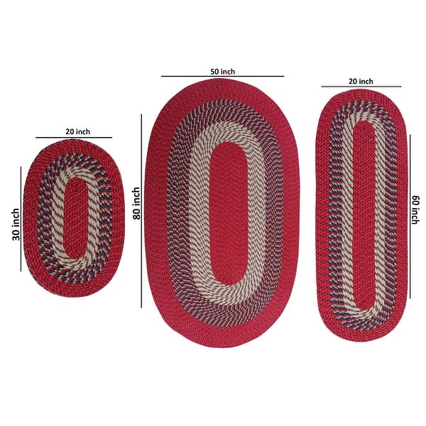 Better Trends Alpine 3Pc Collection 100 Polypropylene Braided Rug Set