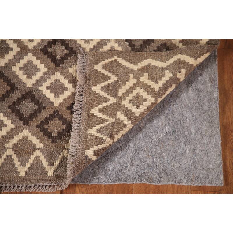 Brown Kilim Accent Rug Hand-Woven Reversible Oriental Wool Carpet - 3'3"x 5'2"