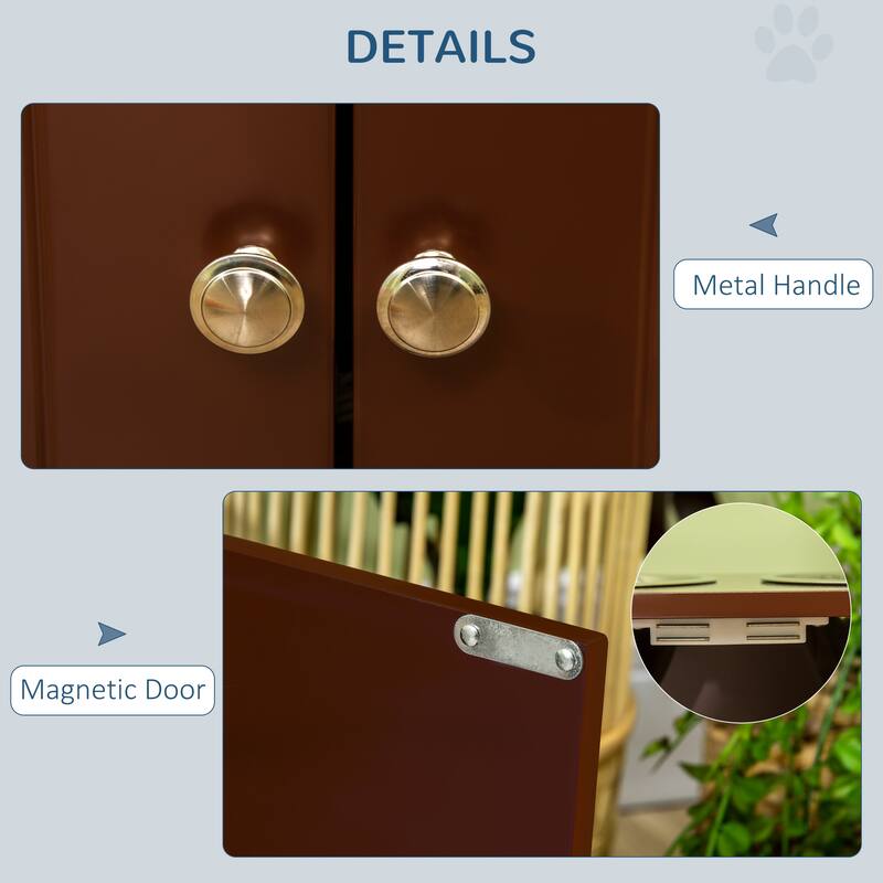 Large Elevated Dog Bowls with Storage Cabinet Containing Large 44L Capacity, Raised Dog Bowl Stand Pet Food Bowl - Brown