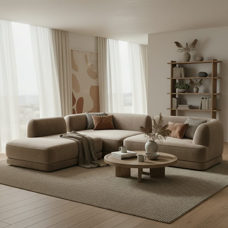 Christopher Knight Home - Modern L-Shaped Sectional Sofa Set & Chaise Lounge, High-Density Compressed Sponge, Fully Assembled - Brown