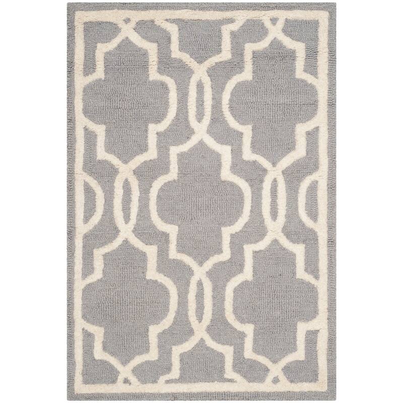 SAFAVIEH Handmade Cambridge Philine Geometric Wool Rug - 2' x 3' - Silver/Ivory