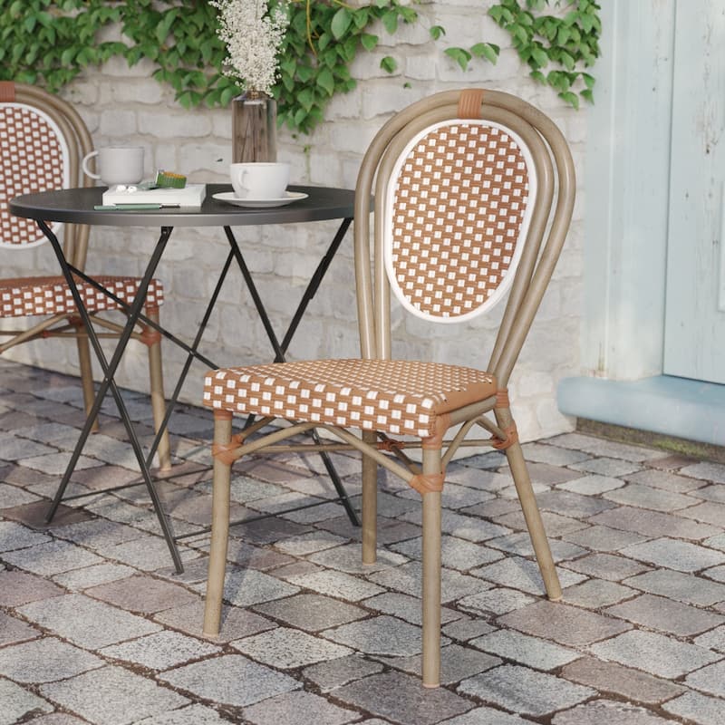 All-Weather Commercial Paris Chair with Black Metal Frame