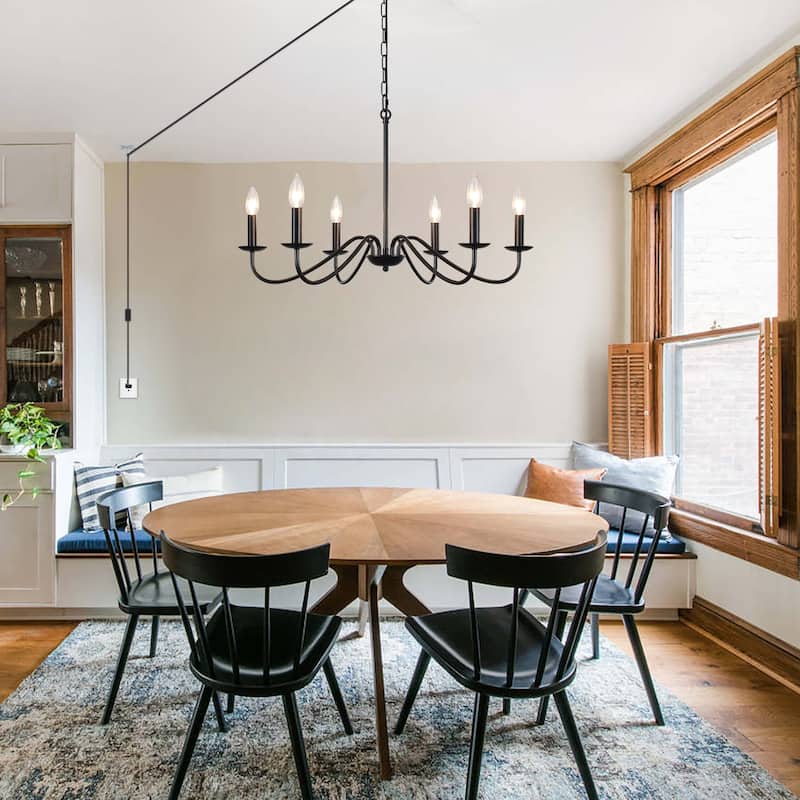 6-Light 27.55-inch Chandeliers with Plug in Cord for Bedroom Living Room
