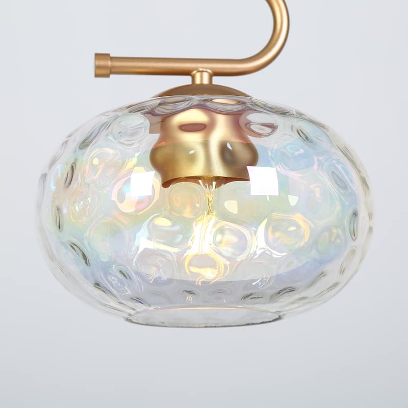 Modern Glam 3-Light 47.2 IN Gold Globe Chandelier Colored Glass Linear Island Lights for Dining Room - W 47.2" x D 8.3" x H 9.8"
