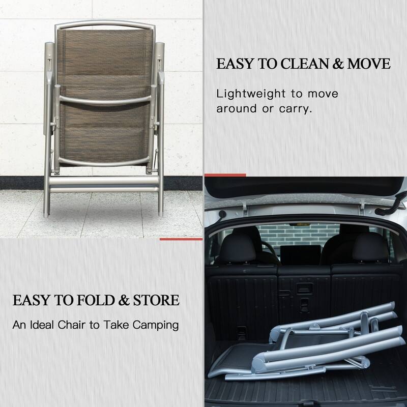 Domi Outdoor Living Aluminum Folding Dining Armchairs (Set of 2) - Adjustable & Weather-Resistant