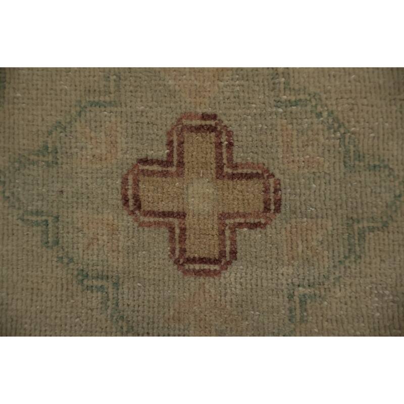 Hand Knotted Oriental 100% Wool Carpet Traditional Geometric Beige & Ivories Ziegler Area Rug - 13' 4'' X 9' 10''