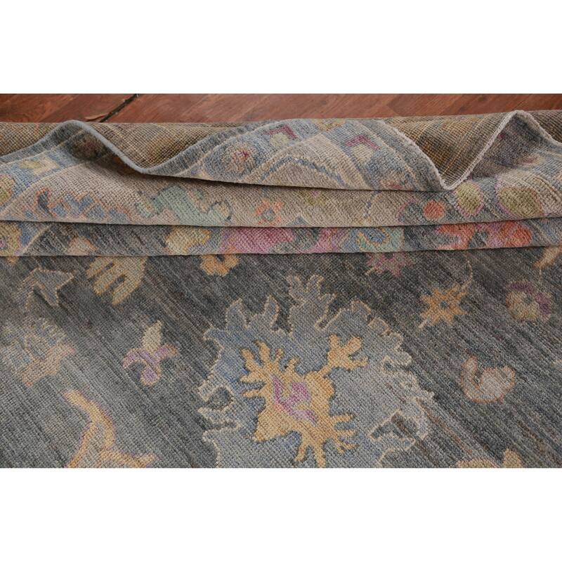 Hand Knotted Oriental 100% Wool Carpet Transitional All-Over Greys & Charcoal Oushak Area Rug - 11' 10'' X 8' 9''