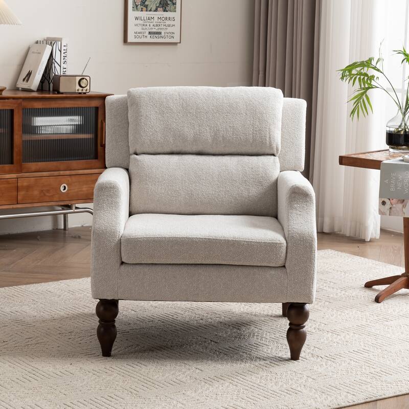 Upholstered Armchair With Wood Legs, Accent Chair