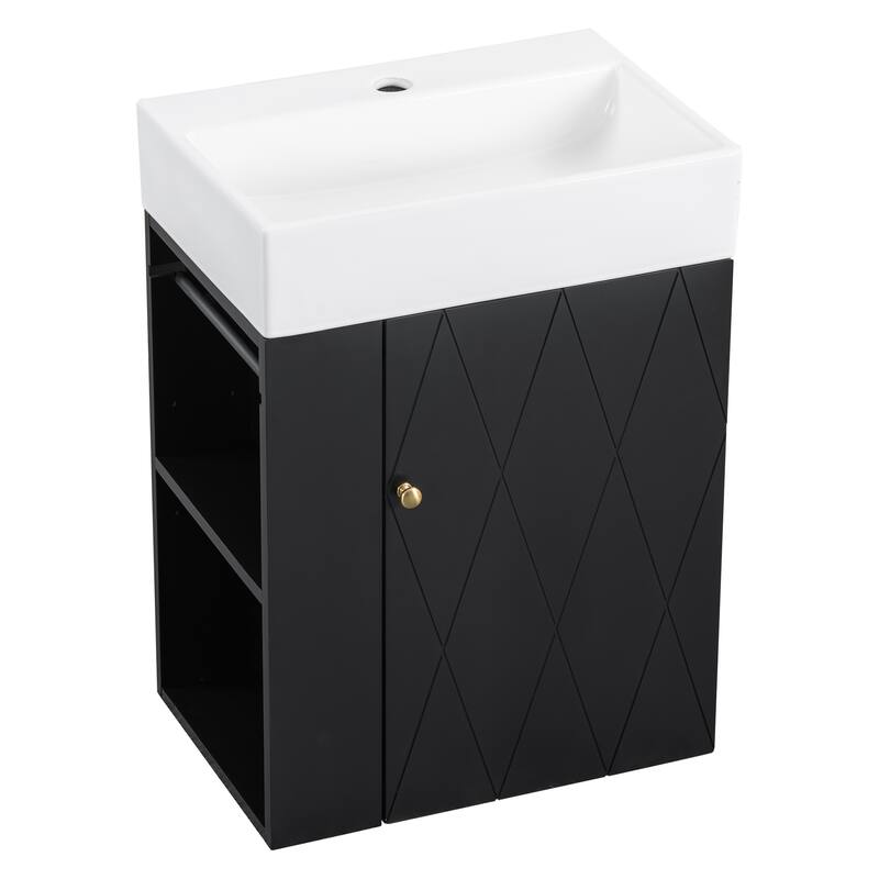 GDFStudio - Lucas Bennett Modern Compact Bathroom Vanity with Decorative Door and Smart Side Storage