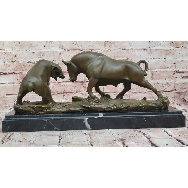 Imitative Bull And Bear Bronze Sculpture – Wall Street Market Duel Statue