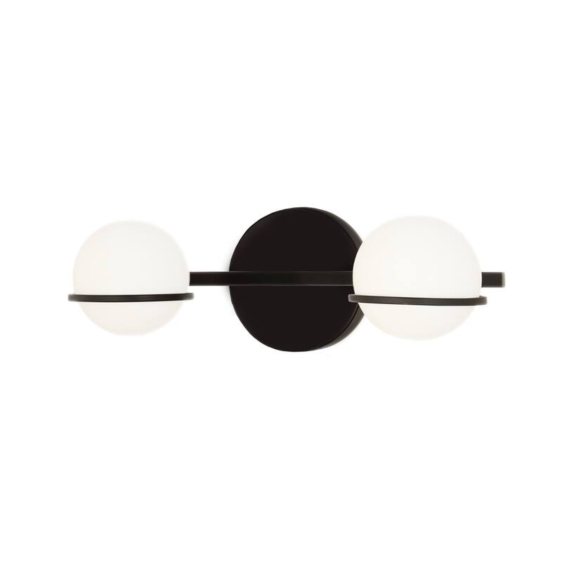 Justice Design Group EVOLV Fusion Centric 2-Light Bath Bar with Opal Glass Shade - Matte Black