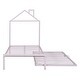 preview thumbnail 1 of 12, Twin Metal Platform Bed with Twin Trundle, House-Shaped Headboard Design, Non-Noise Bedroom Low Bed Frame W/Support Slats, Pink Pink - Twin