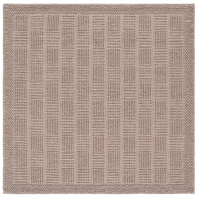 SAFAVIEH Handmade Natura Edmeia Raised Textured Wool Blend Rug - 6' Square - Beige