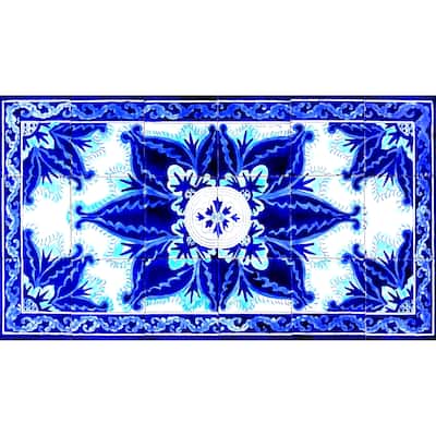 18in x 36in Persian Design Area Rug 18pc Tile Ceramic Wall Mural