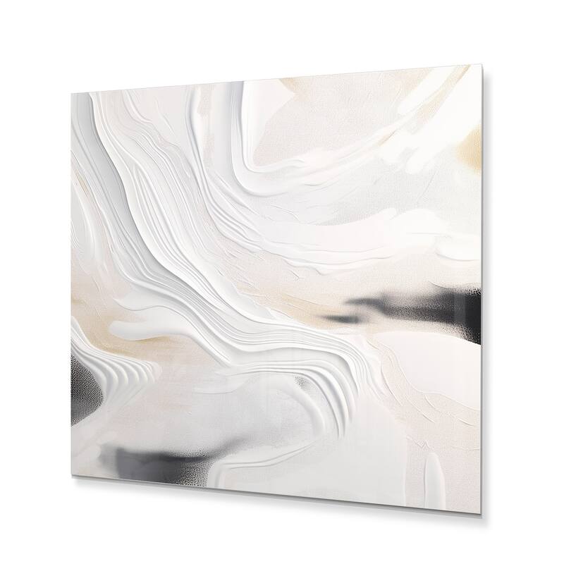 Designart "White And Gold Ripples Of Stone" Abstract Marble Metal Wall Art