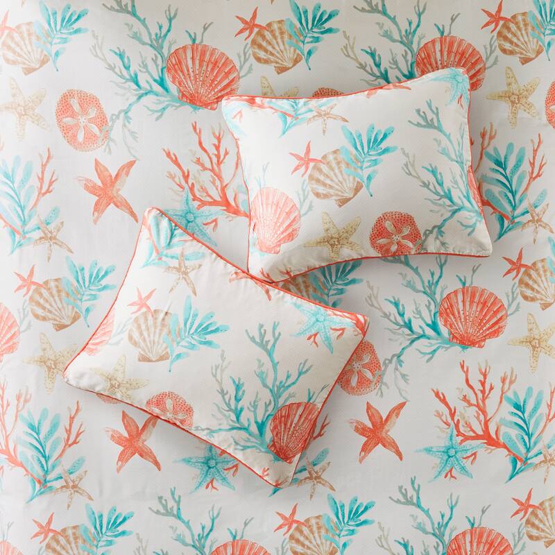 GDF Studio - Pebble Beach Cotton Sateen Duvet Cover Set with Decorative Pillows
