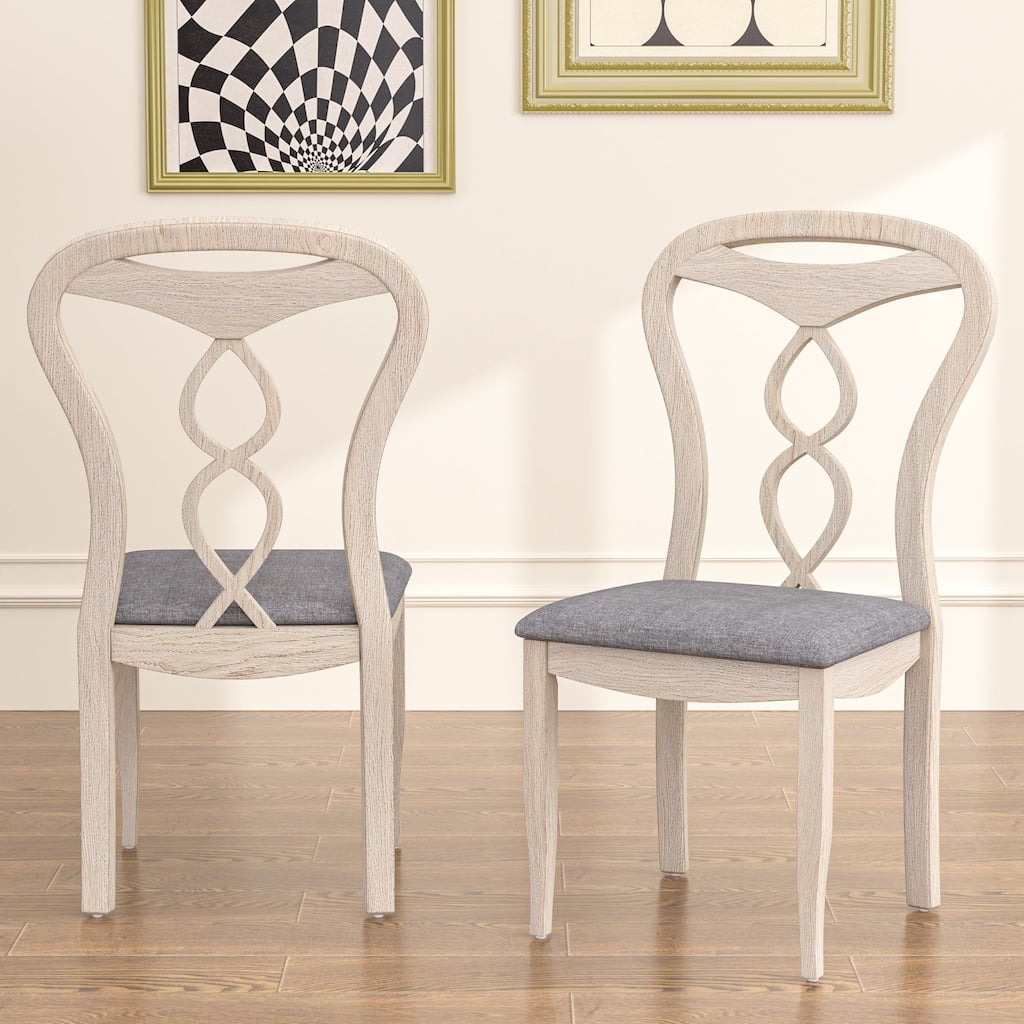 Javlergo Modern Solid Wood Dining Chairs, Vintage Chairs with Round Backrest