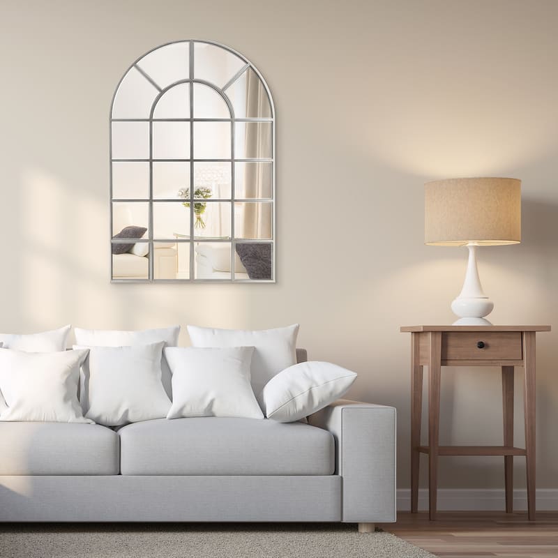 Beveled Arch Window Panel Wall Floor Mirror - Clear - 30 in. x 0.9 in. x 44 in.