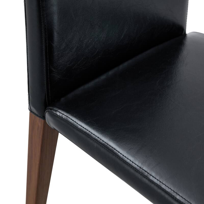 Roomfitters 5/7pcs Round Color Spliced Dining Table Set with Double Storage and PU Dining Chairs, Black+Walnut