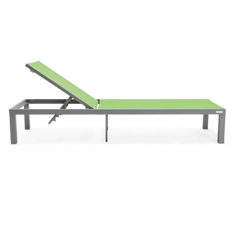 Aluminum Beach Pool Sun Lounge Chair Sling Mesh Fabric Reclining Stackable Lounger Chair
