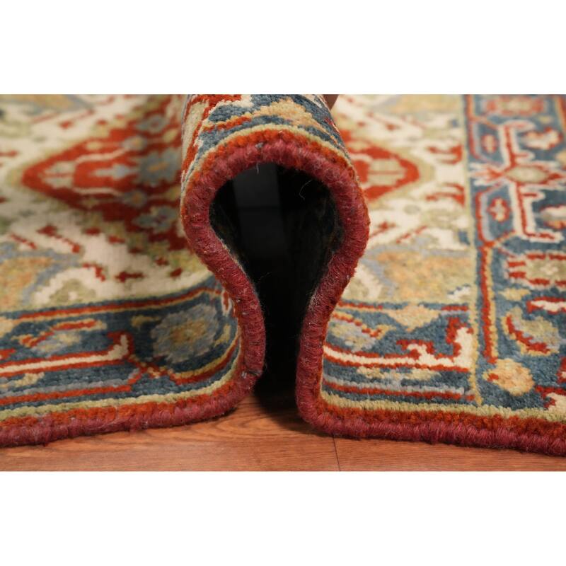 Hand Knotted Oriental 100% Wool Carpet Traditional Medallion Oranges & Rust Heriz (serapi) Area Rug - 3' 0'' X 2' 0''