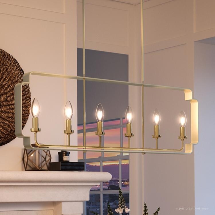 Luxury French Country Chandelier, 13"H x 36"W, with Quatrefoil Cube Style, Soft Creme Finish by Urban Ambiance (60 to 100 Watts - Steel - N/A - 4 to - Chandeliers For Bedrooms by Overstock.com