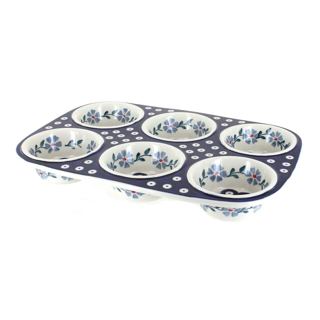 Blue Rose Polish Pottery F093 Manufaktura Muffin Pan