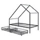 preview thumbnail 22 of 29, Versatile Metal House Bed Frame Twin Size Floor Bed Kids Bed Frame with Roof Design for Girls, Boys, Teens Bedroom