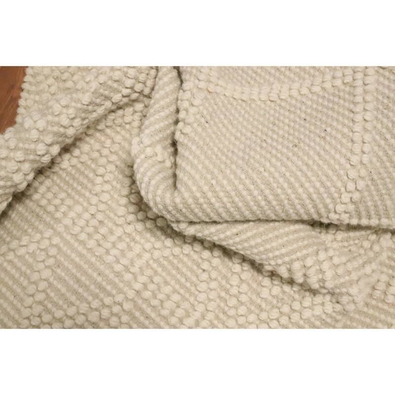 Hand Knotted Oriental 100% Wool Carpet Modern Geometric Beige & Ivories Modern Gotti Design Area Rug - 9' 10'' X 7' 10''