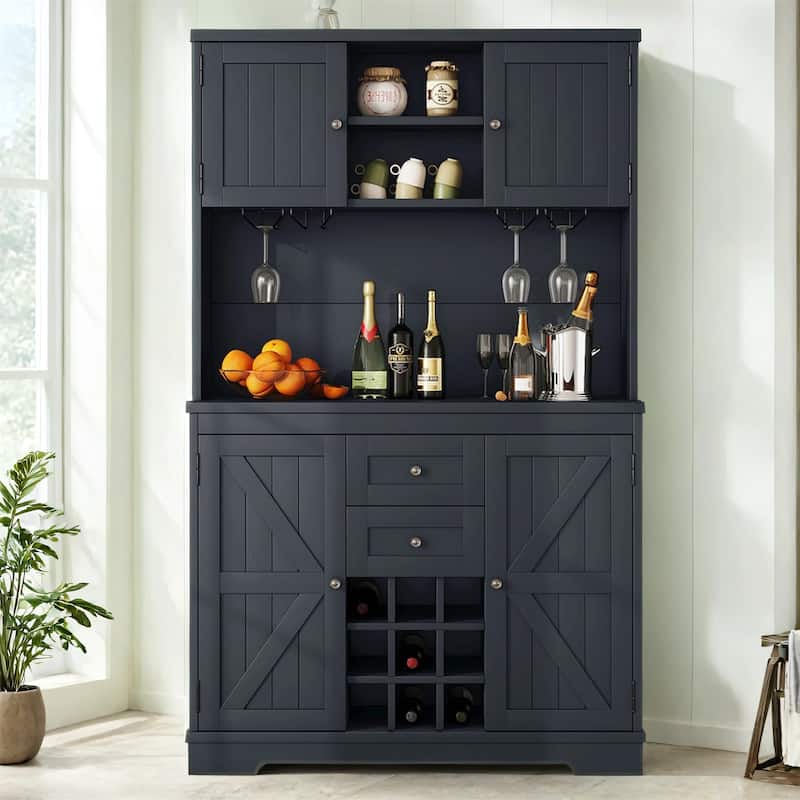 Farmhouse Coffee Bar Wine Cabinet with Storage