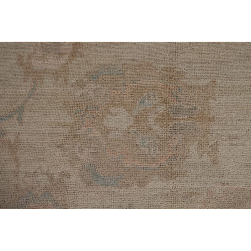 Beige Oushak Turkish Area Rug Handmade Vegetable Dye Wool Carpet - 8'1"x 10'3"