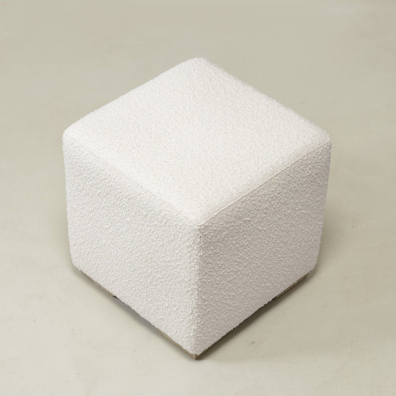 KINWELL 18.5" W Square Boucle Upholstered Ottoman Entryway Footstool