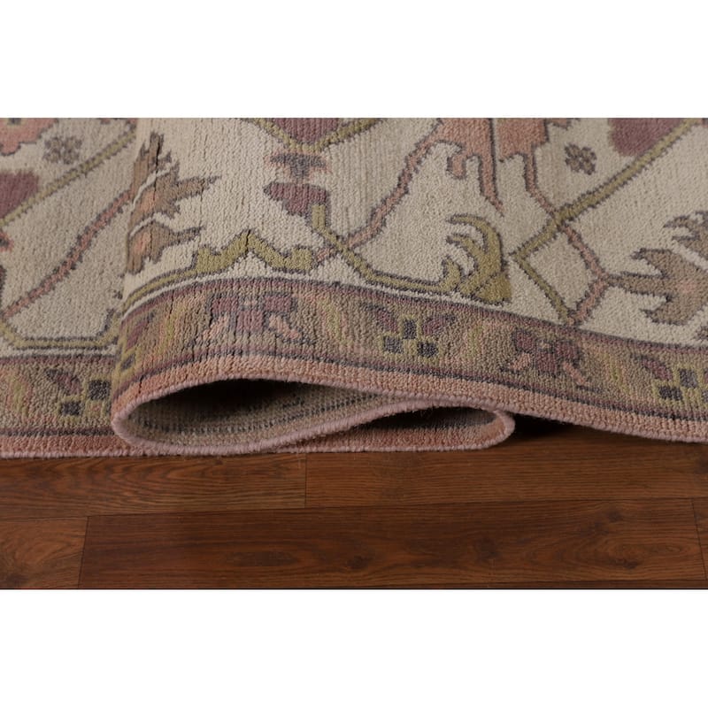 Pink & Ivory Oushak Oriental Large Area Rug Hand-Knotted Wool Carpet - 10'0" x 13'9"